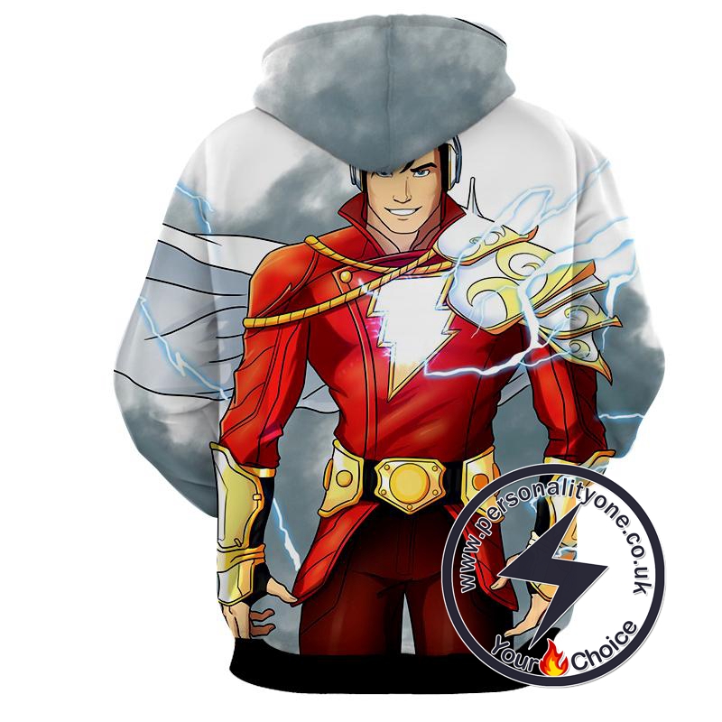 Grey & Red Shazam - Shazam 3D - Shazam Hoodies